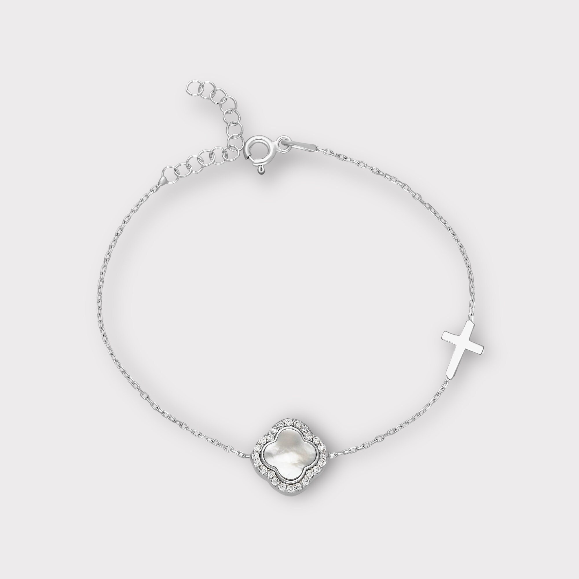 Clover Bracelet, Mother of Pearl Clover Bracelet With a