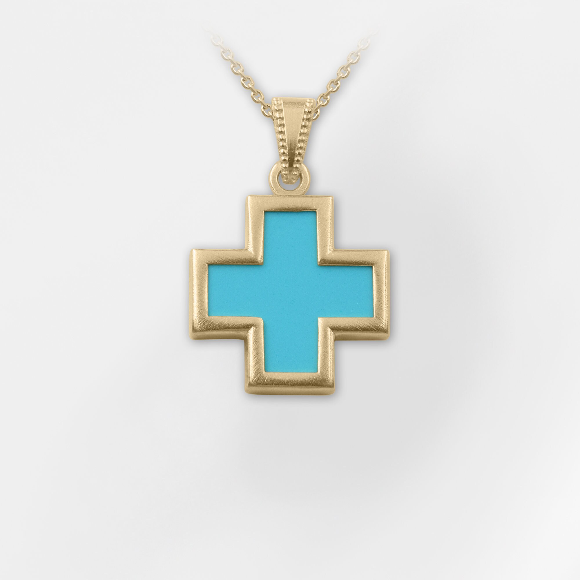 【待望の最新作】≪HARPO≫ SV925 Turquoise Cross Necklace Turquoise Cross Pendant / Silver Large Turquoise Cross