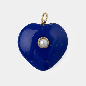 14k Gold Handmade Blue Heart Pendant