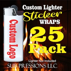 25 Pack Logo Lighter Wraps - Promotional Gifts -  Marketing Products - Bulk Lighter Wraps - Promotional Logo lighter sticker wraps.