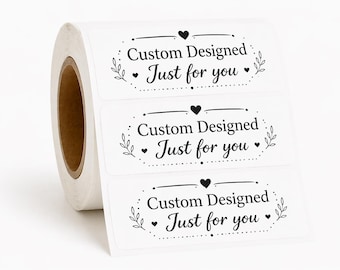 Custom Designed Labels | Thermal Shipping Labels 2.25" x 1.25" | Elegant Small Business Packaging | Custom Text or Logo | 100–500 Pack
