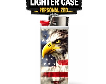 Patriotic Lighter Case for Bic Lighter – Custom Name Personalized Cover