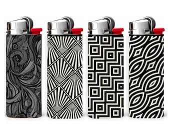 Cute 4 Pack Lighter Wrap Stickers – Gift for her – Fits Standard Bic Classic Lighters – Laminated Decals