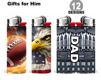 Gifts For Him Lighter Wrap – Choose Design, Add Custom Name – 12 Gifts For Him Vinyl Decals