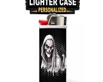 Skull Lighter Case for Bic Lighter – Custom Name Personalized Cover