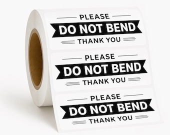 Do Not Bend Labels | Thermal Shipping Labels 2.25" x 1.25" | Handle With Care Stickers | Small Business Packaging | 100–500 Pack
