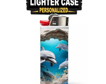 Dolphins Lighter Case for Bic Lighter – Custom Name Personalized Cover