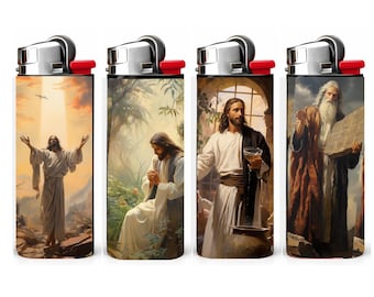 Religious 4 Pack Lighter Wrap Stickers – Christian Gift – Fits Standard Bic Classic Lighters – Laminated Decals