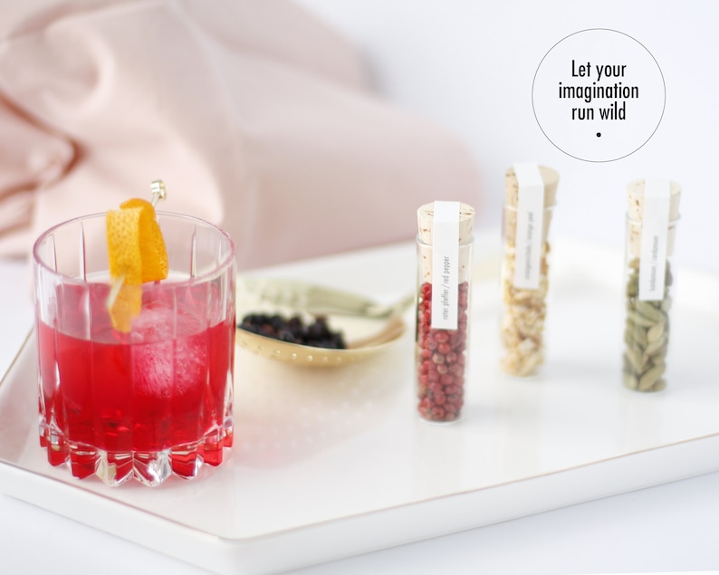 GIN BOTANICALS für COCKTAILS 12 ausgewählte Aromen Geburtstagsgeschenk für Männer & Frauen Tolles Geschenk für ihn, sie, Jahrestag Bild 6