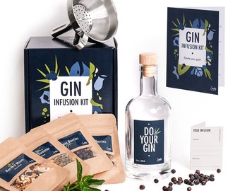 Gin Infusion Kit by Craftly | Natural Botanicals for Homemade Cocktails | Birthday Gifts for Him | Gifts for Men & Women l Spices, Bottle