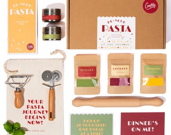 Pasta-Herstellungsset: DIY Geschenkset für hausgemachte Pasta mit natürlichen Farben & italienischen Gewürzen