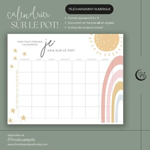Calendrier encourager l'usage du pot | Potty learning calendar