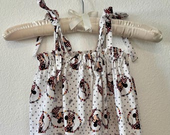 Minnie Mouse Cotton Sundress | Shoulder Tie Disney Dress | Disney Dress