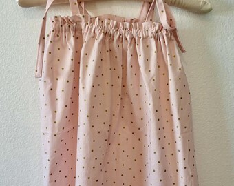 Pink and Gold Polka Dot Toddler Dress: 100% Cotton