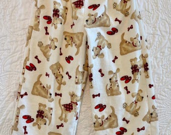 Kids Flannel Pajama Pants: Puppy Dog Print, Elastic Waist