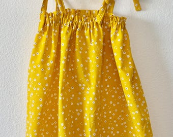 Yellow Floral Sundress | Cotton Dress with Shoulder Ties