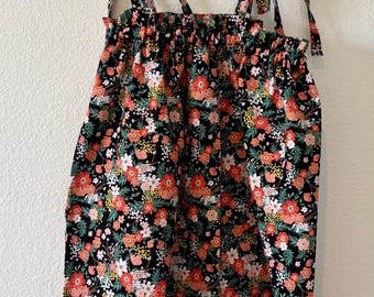 Girls Black & Coral Sundress: 100% Cotton, Size 4T