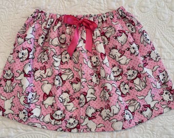 Pink Cat Print Girls Skirt: Cotton Kitten Skirt
