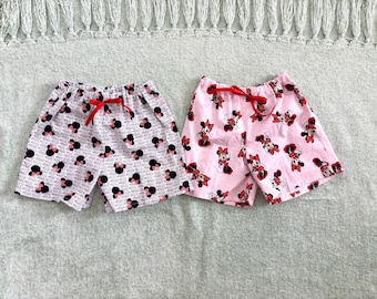Minnie Mouse Cotton Shorts | Elastic Waist Disney Clothes