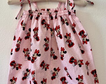 Minnie Mouse Sundress | Cotton Disney Girl Gift | Shoulder-Tie Sundress