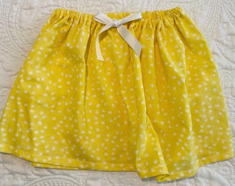 Yellow & White Polka Dot Girls Skirt - 100% Cotton