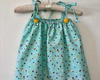 Turquoise Confetti Sundress: Little Girl's Cotton Dress