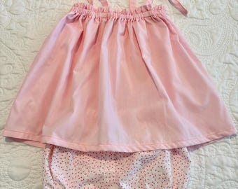 Soft Pink Baby Dress | Infant Sundress with Diaper Cover, 3 Months