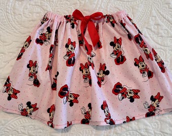 Minnie Mouse Skirt: Pink Polka Dot Cotton Girls Skirt