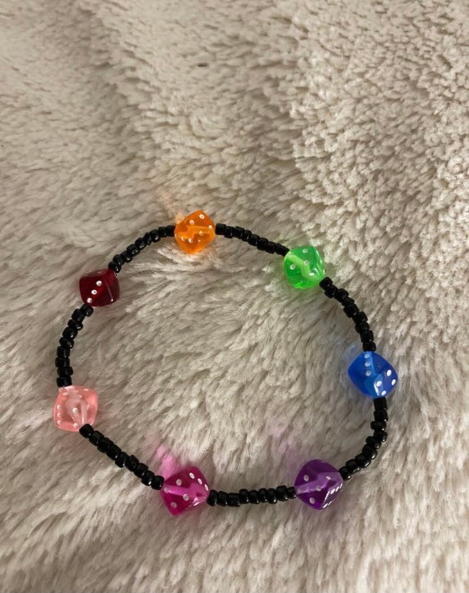 Rainbow dice beaded bracelet Etsy