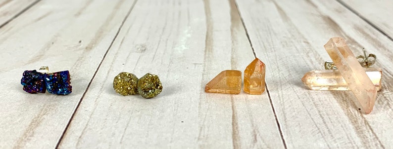 Tangerine Quartz Earrings Tangerine Quartz Sterling Silver Stud Earrings Sterling Silver Posts Intentional Jewelry Quartz Stud Earrings