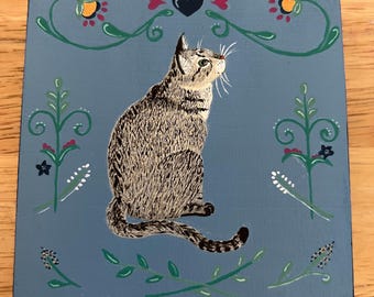 Custom Handpainted Pet Folk Art Portrait