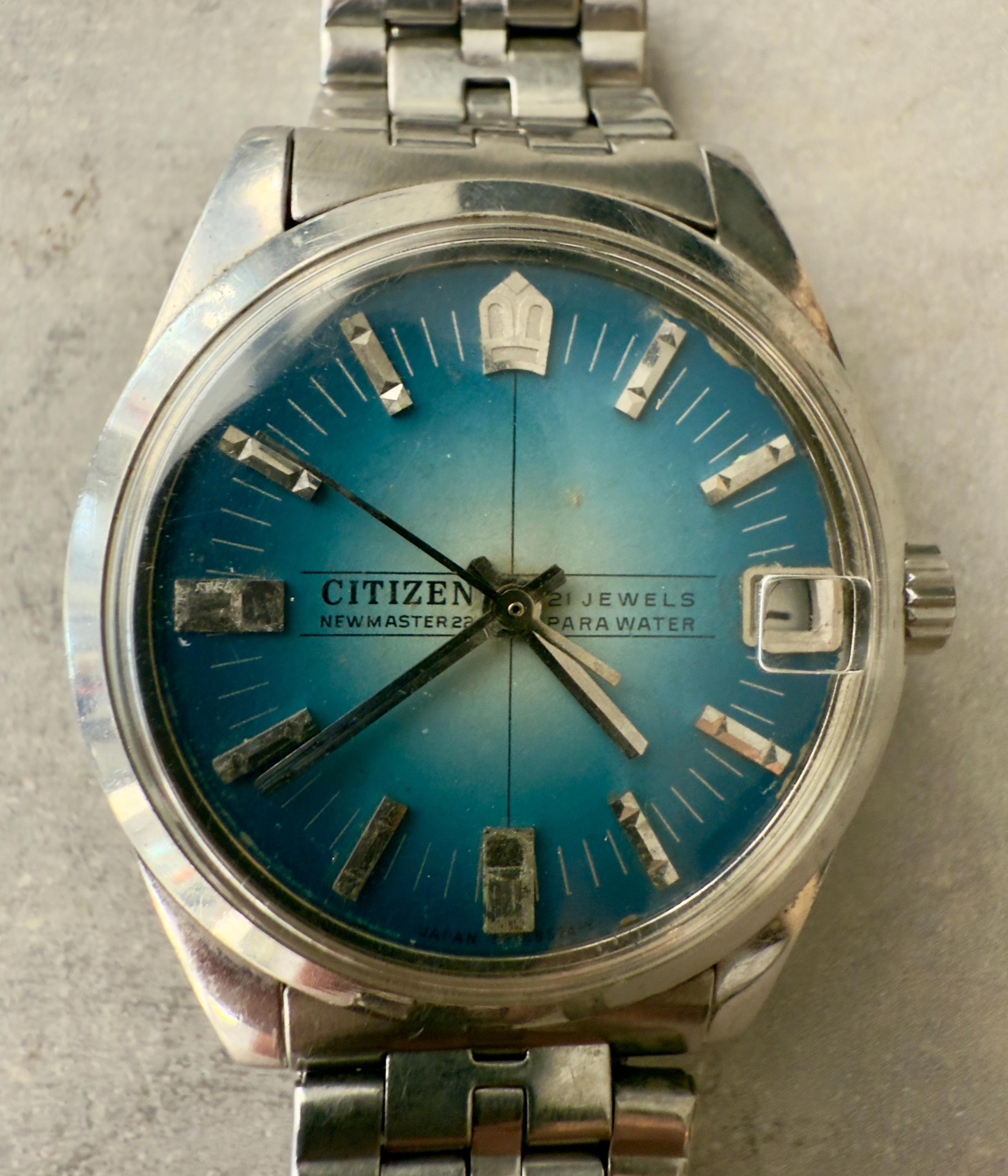 Vintage Citizen Newmaster 22 Watch | Blue Fumé Sunburst Dial, 1969