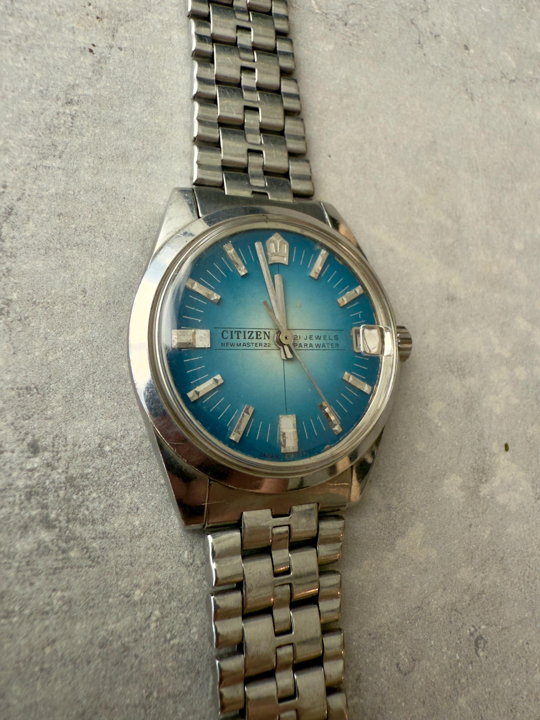 Vintage Citizen Newmaster 22 Watch | Blue Fumé Sunburst Dial, 1969 