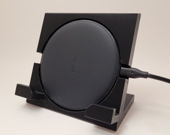 ワイヤレス充電器用スマホスタンド、横置き | Ankerワイヤレス充電器用 | 3Dプリント | カスタマイズ可能 | スタンドのみ、充電器は付属しません
