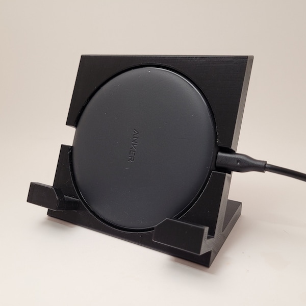 Wireless Charger Phone Stand, Horizontal | For Anker Wireless Charger | 3D Printed | Customizable | Stand Only, Charger Not Included