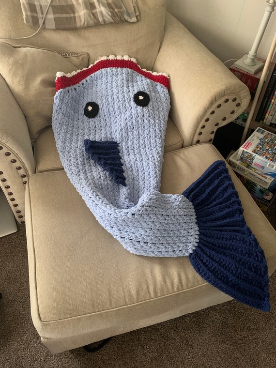 Crochet Shark Blanket/child Shark Blanket/adult Shark Blanket/multicolored Shark  Blanket 