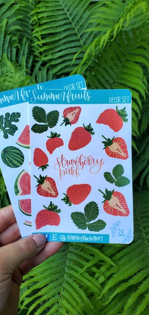 Strawberry Stickers Watermelon Stickers Summer Fruit - Etsy