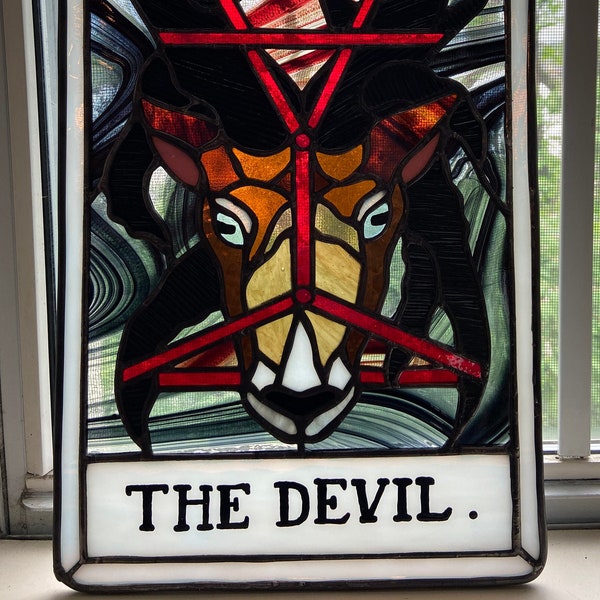 The Devil Tarot Card Glass Panel