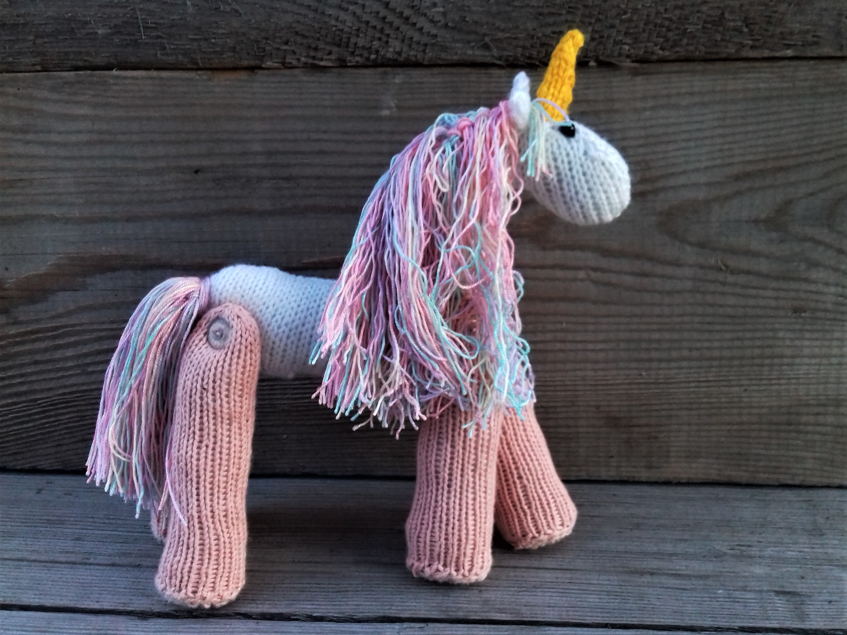Knitted unicorn pattern Unicorn birthday Knitted animal Etsy