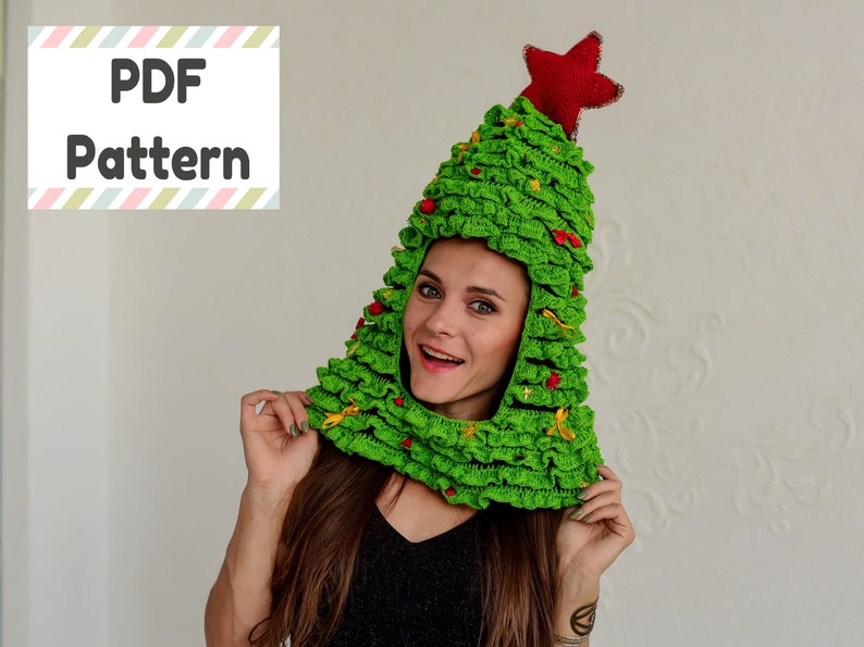 Christmas crochet toy pattern Crochet pattern Christmas Tree hat Crochet christmas ornaments pattern Crochet christmas tree hat pattern