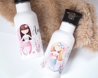 Personalisierte Kinderflasche | trinkflasche | Kinderflasche mit Namen | Meerjungfrau | Flasche personalisiert| 500ml | Einschulung