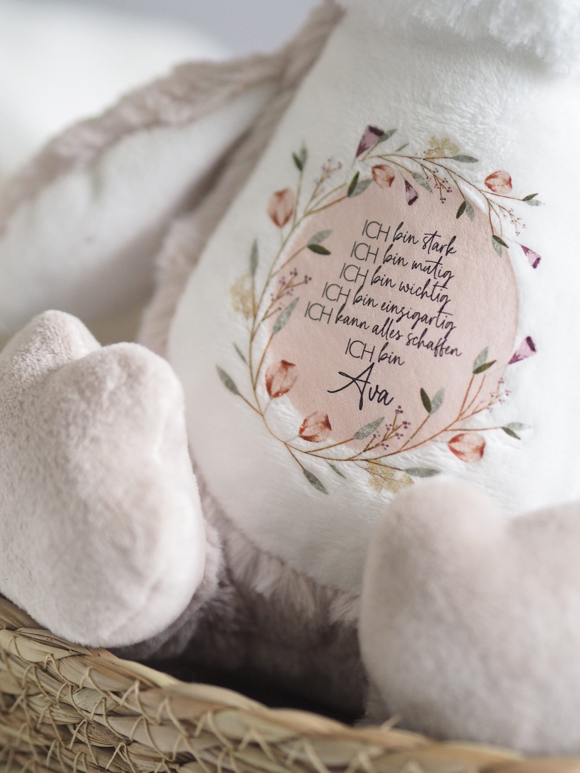 personalized plush toy | cuddly toy | school enrollment gift | gift for children | owl, sloth or rabbit | affirmation |