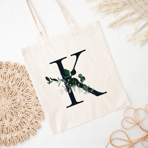 Cotton bag | Carrying bag | Eucalyptus Shopping Bag | Bag | personalized Initial