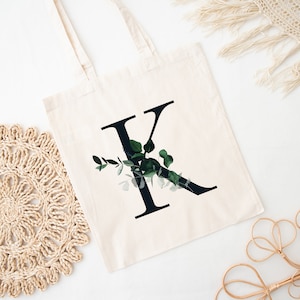 Cotton bag | Carrying bag | Eucalyptus Shopping Bag | Bag | personalized Initial