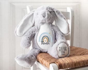 personalisiertes Plüschtier | Kuscheltier | Geschenk Junge oder Mädchen | Geschenk Taufe | Geschenk Geburt  | Regenbogen |