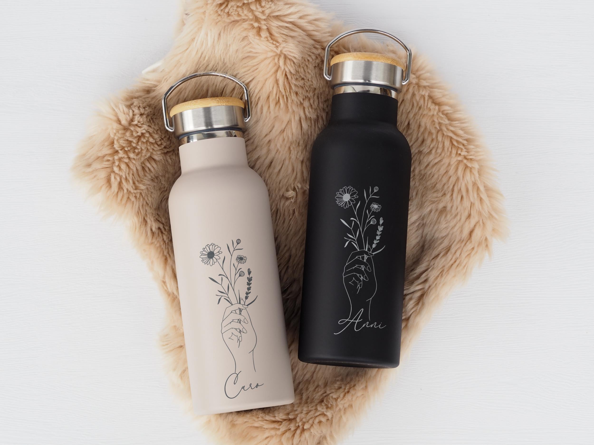Thermos bottle with engraving | personalized | bouquet | women | various motifs | engraved | coffee mug | to go | Mother's Day