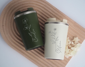 Mug isotherme personnalisé avec gravure | pour femme | différents modèles | gravé | mug à café | à assortir avec un nom | signe astrologique | Fête des Mères