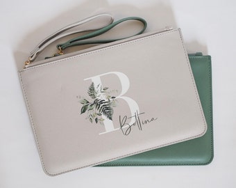 Personalisierte Clutch Eukalyptus , Täschchen, Brauttasche, Handtasche | Geschenk Trauzeugin