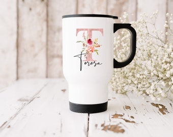 Personalized Mug | Plastic mug with name | Coffee | Bottle Personalized| To Go | 480ml | floral