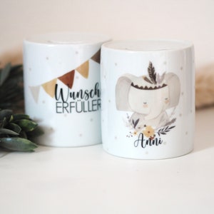 Spardose | Sparbüchse | Sparschwein | personalisierte Spardose | Bär oder Elefant | wunscherfüller | Geschenk Kinder